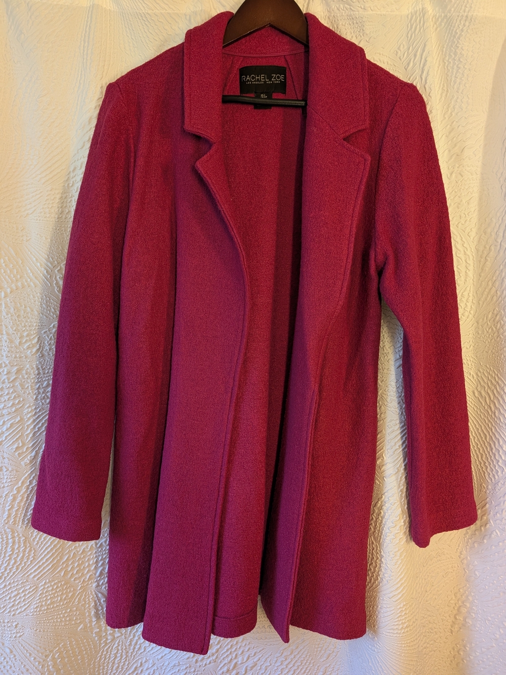 Rachel Zoe Women's Fuchsia Open-Front Wool Coat